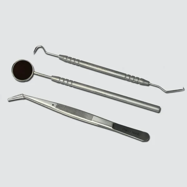 Polodent Diagnostic Instrument Kit (EMT- Explorer, Mirror, Twizzer), Set of 3 pcs Double Ended (Stainless Steel) PMT Set