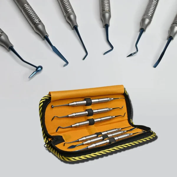 Polodent Composite Instruments Kit with Blue Titanium Coated Working Head, Set of 6 pcs